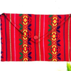 Color Art Handmade Red Clutch Bag